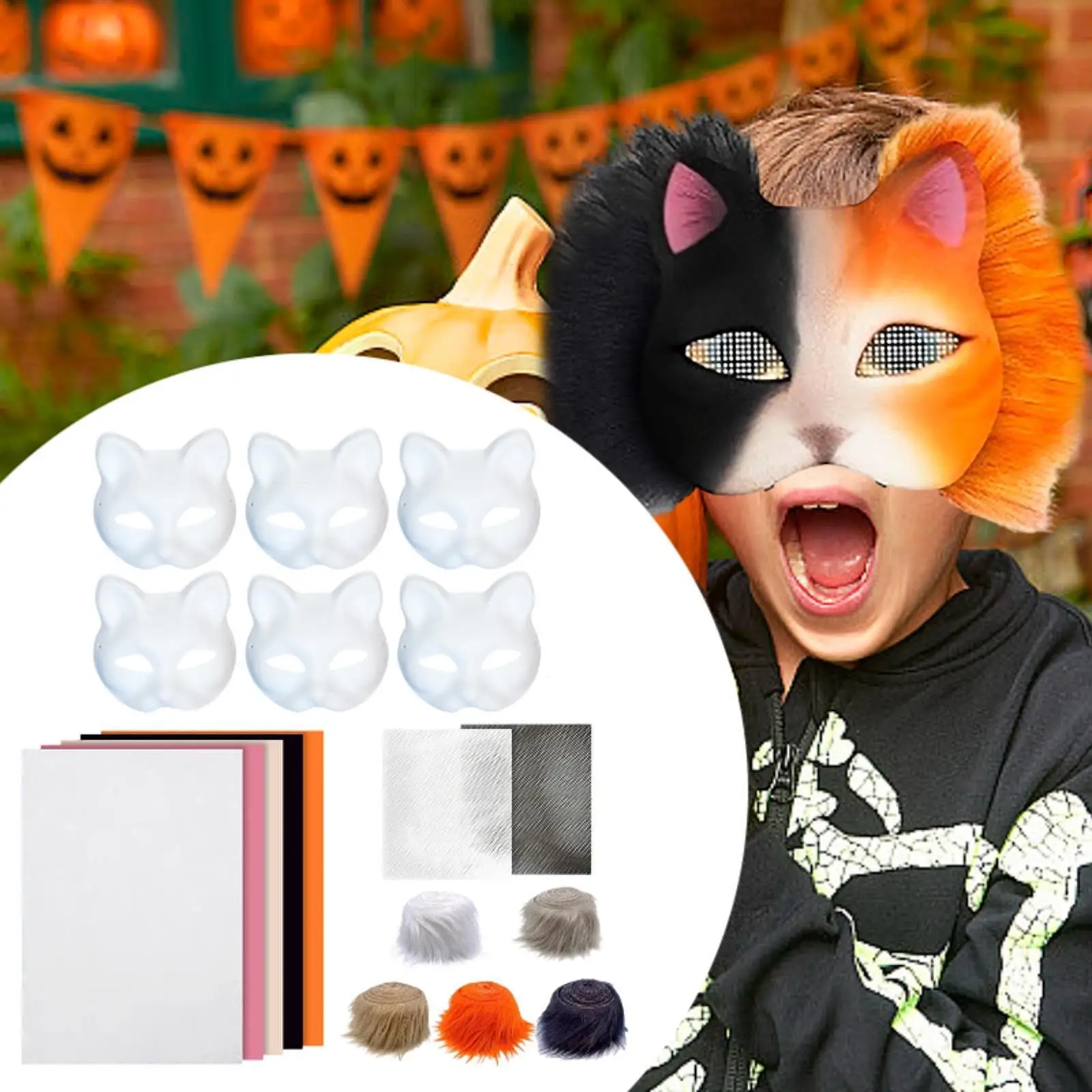 

6x комплект масок для кошек, детская маска для лица с животными для маскарада, нарядная вечеринка