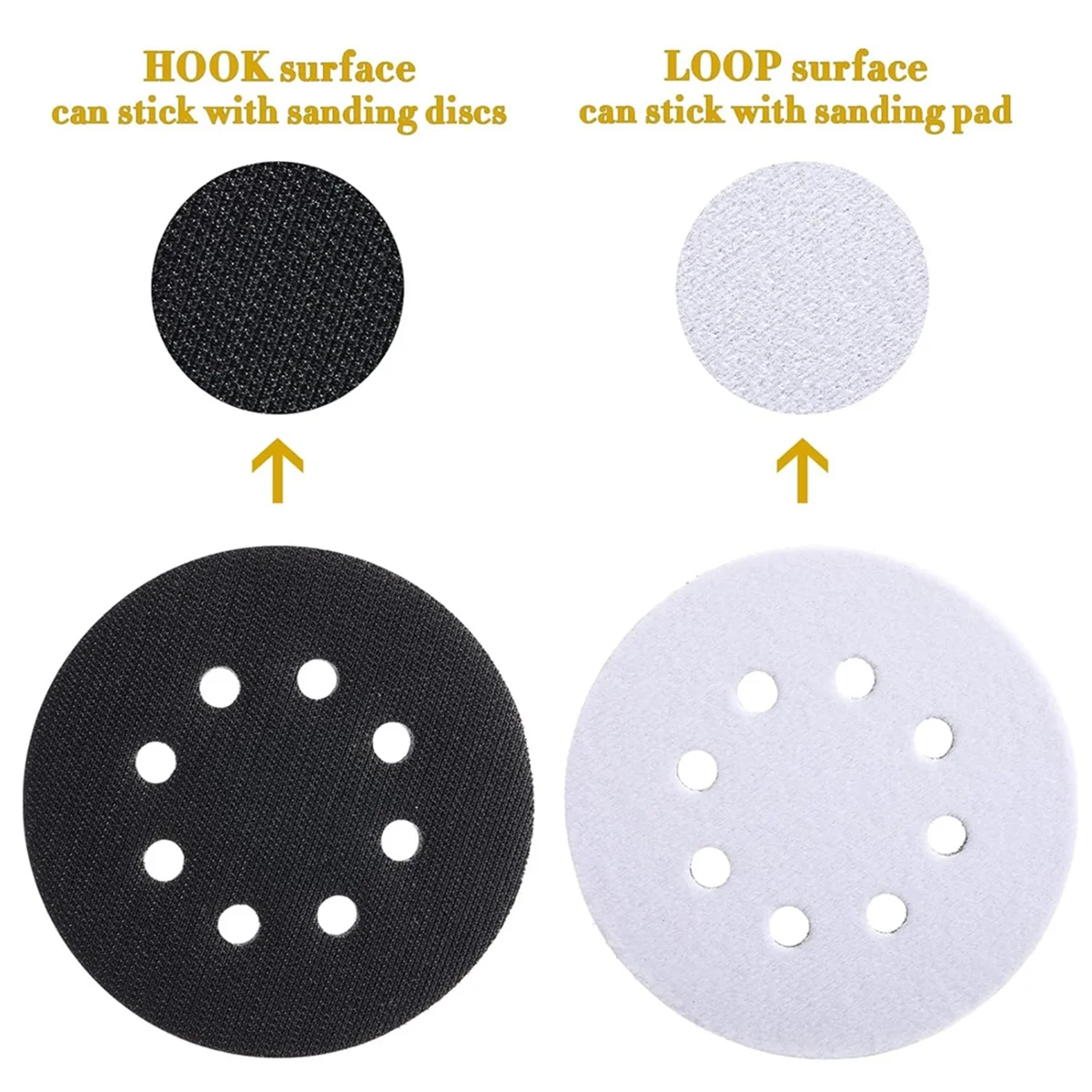 T88C 10 Pcs Soft Density Interface Pads 5inch 8 Holes Hook and Loop Sponge Cushion Buffer Backing Pad Sanding Interface Pad