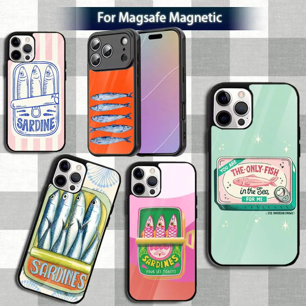 

Art Fish S-Sardines Print Phone Case For iPhone 13,12,15,17,11,16,14,Pro,Max,Plus,Mini,Magsafe,Magnetic Wireless Charging Case