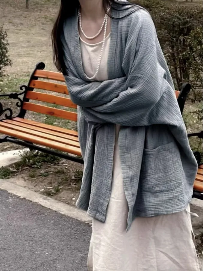 

Retro Cotton Linen Women's Jaet New Chinese Sle Artistic Loose Zen Tea Costume Long Sve oulder Padded Autumn Coat