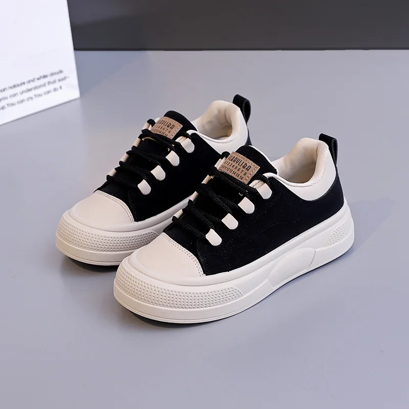 New Women's Shoes 2026 Spring Thick Sole Elevated Shoes Sports Shoes Women's Shoes Student Street Casual Board Shoes