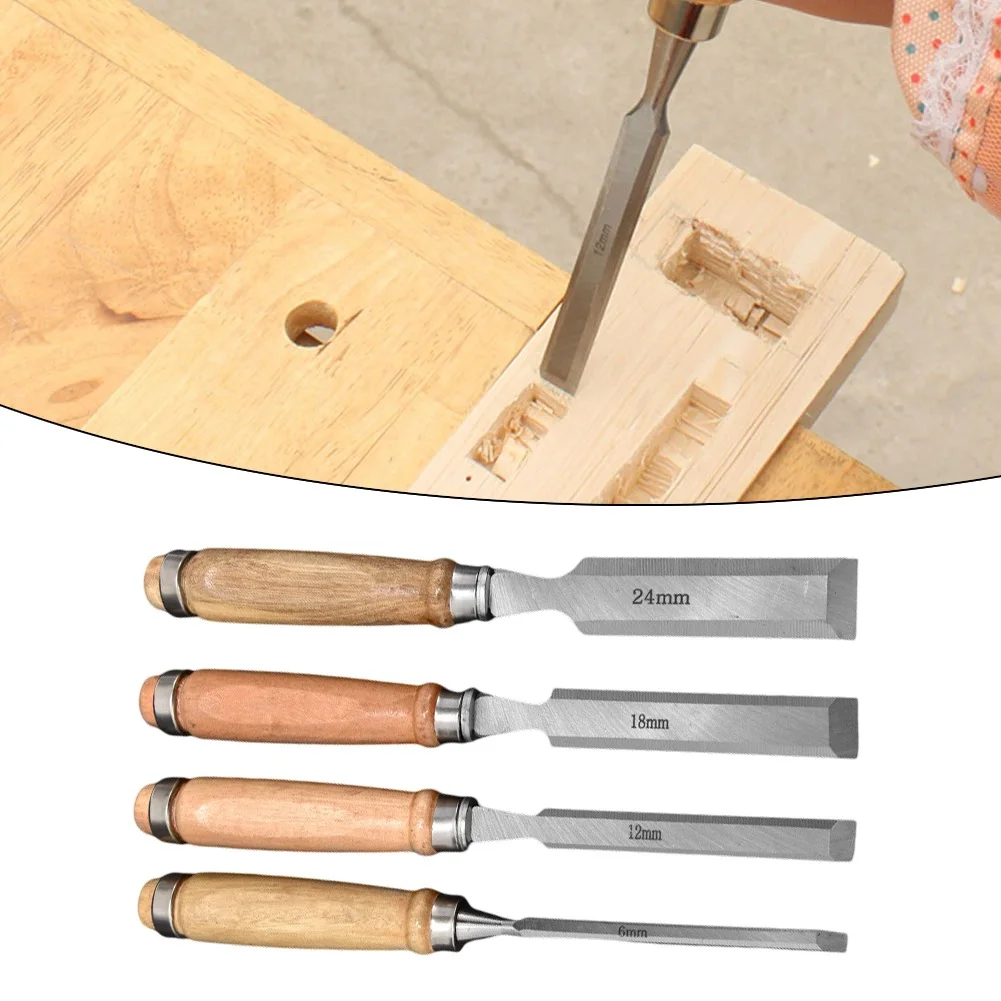 4Pcs Wood Chisel Tool Sets Woodworking Carving Chisel Kit For Carpenter Hand Tools Carbon Steel Wood Carving Tools 6-24mm