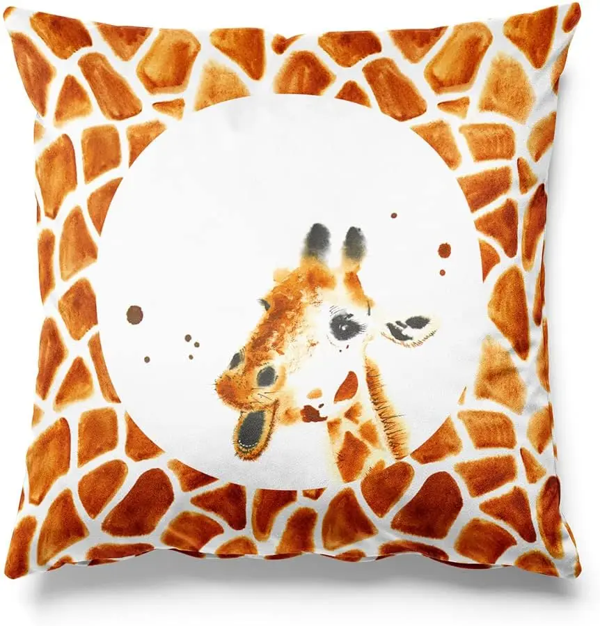 Giraffe Pattern Printed Pillowcase Pillow Cover, Modern Sofa Cushion Cover, Outdoor Sofa  45x45 pillow case