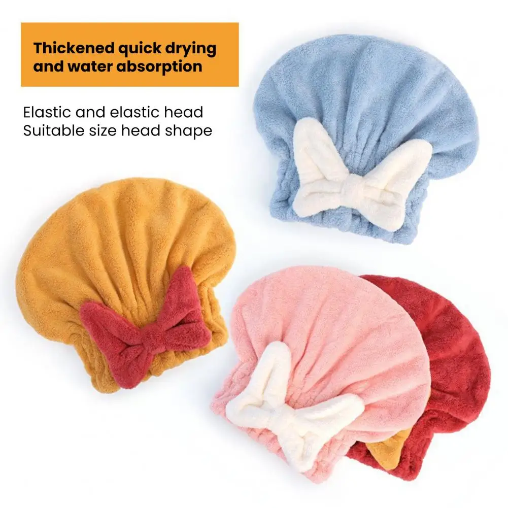 Quick Drying Towel Cute Bowknot Quick Dry Hair Towel for Women/girls Soft Coral Fleece Drying Hair Hat Absorbent for Curly