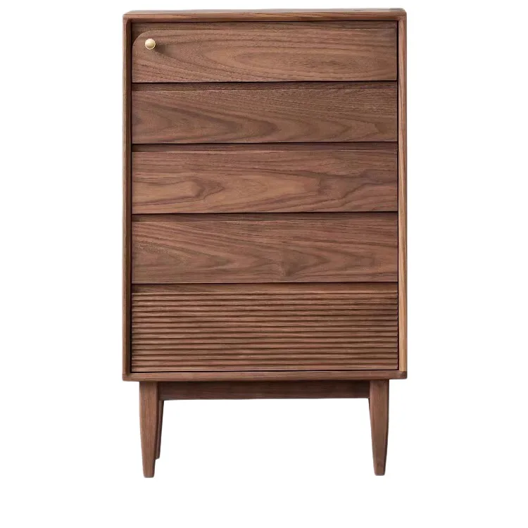 Black walnut chest of drawers, Nordic solid wood, eight-drawer kitchen bedroom drawer, storage cabinet collection, bedroom treas