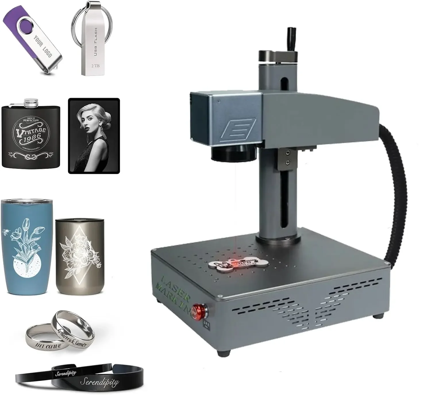20W Portable Fibre coherent light Engraving Machine Credit Card Fiber  Making Marker Printer Machine for Steel Metal Jewelry