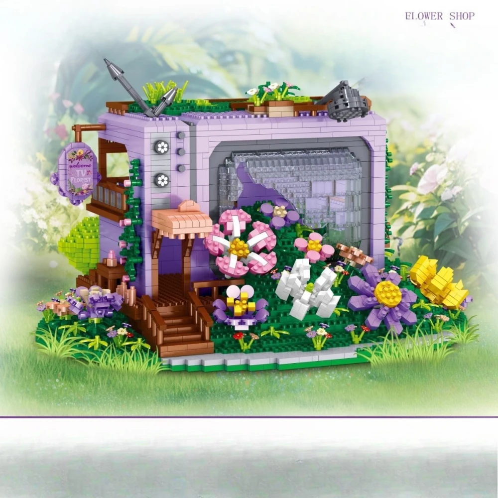 MOC TV 花屋 フラワーショップ 積み木セット 植物ショップ ハウスデコレーションアイデア DIY おもちゃ 子供 誕生日 ホリデー 特別なギフト