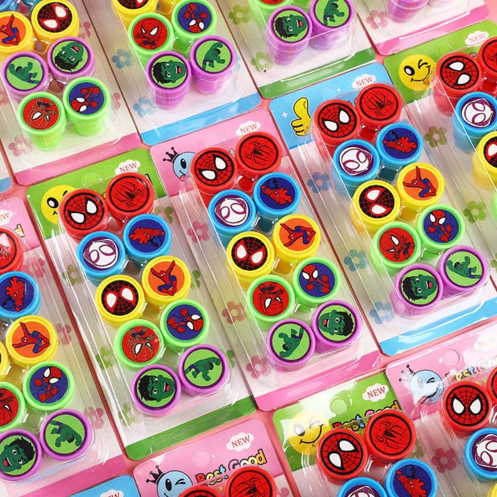 

10/20/30Pcs Spiderman Self-ink Stamps Cartoon Hulk Seal Painting Photo Album Stamp Party Prize Toys Christmas Gifts