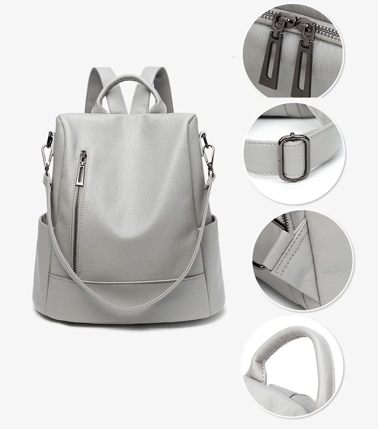 Anti Theft Women Backpacks Leather Girl's School Bags Ladies Travel Bags Female Shoulder Bags
