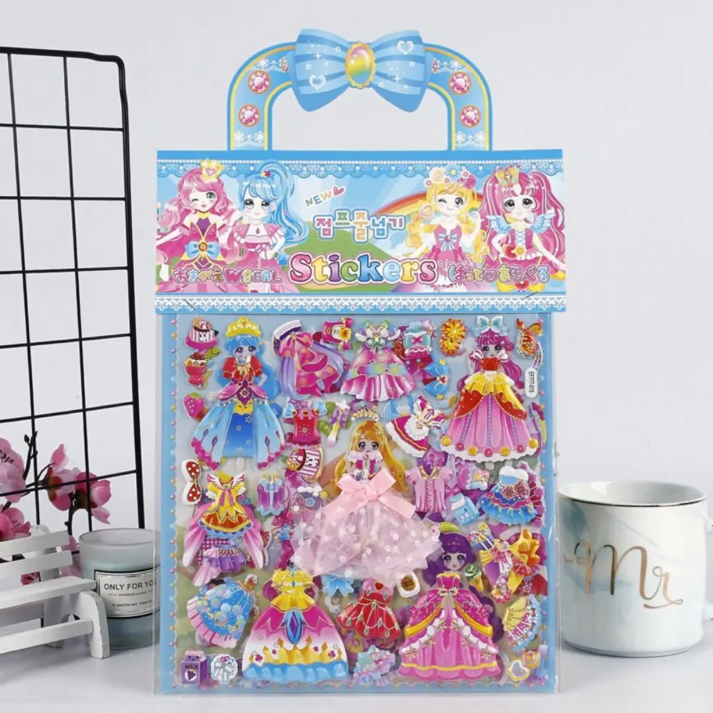 2 Lembar/Tas Stiker Busa 3D Tahan Air Motif Kartun Putri Bergaya Kawaii untuk Hiasan, Stiker Lucu untuk DIY, Hadiah Stiker Imut