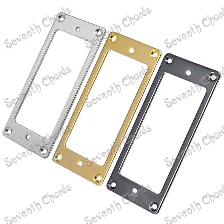 A Set 2 Pcs Mini Style Metal Flat Base Pickup Humbucker Ring for Electric Guitar Mounting Inside Frame Size:69mm x 29mm