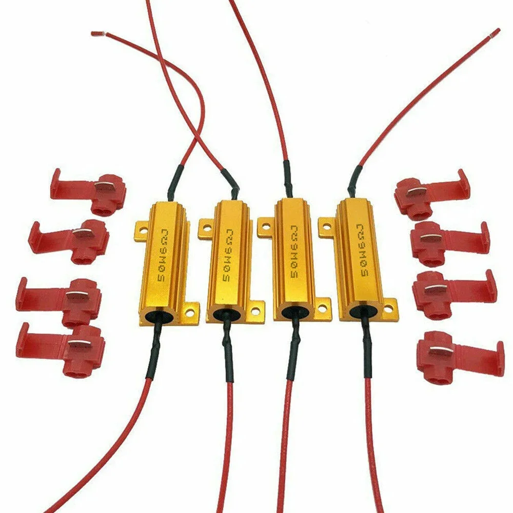 For Motorcycle Car 4Pcs 50W 6 Ohm LED Load Resistor Turn Signal Flash Rate Fix Relay Decoder