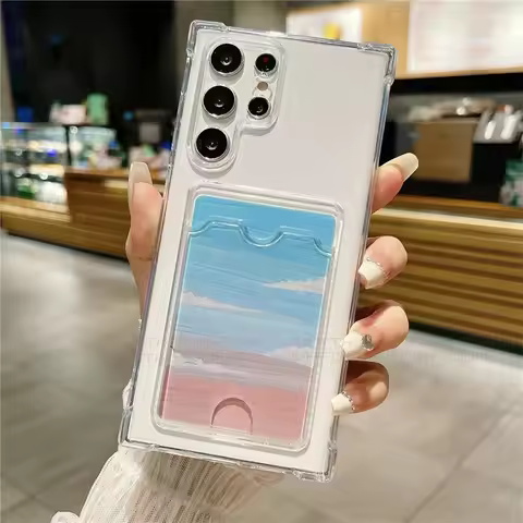 For Samsung Galaxy S25 Card Holder Case S25U S24 S22 Ultra S10 Plus Cases For Samsung S24 S23 S21 S20 FE Note 20 10 Plus Cover