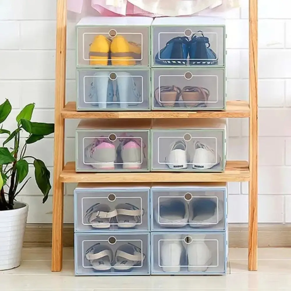 Portable Transparent Shoe Boxes Stackable Plastic Shoe Cases Dustproof Waterproof Shoes Organizers Household