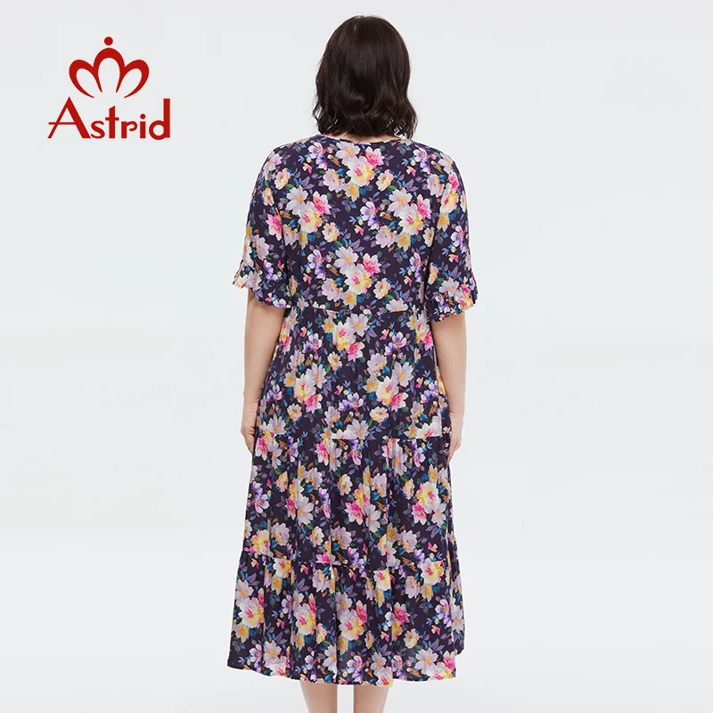 Abito estivo da donna Astrid 2023 per donna abito Vintage Casual allentato A Line abiti lunghi in cotone con stampa floreale Oversize da ufficio