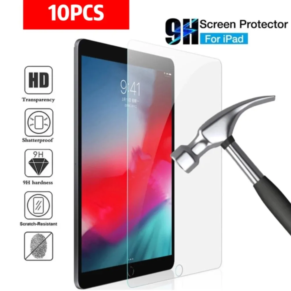 

10 шт. закаленное стекло для iPad 10-го поколения Pro 11 Защитная пленка для экрана iPad 10.2 9th 8th 7th Air 4 10.9 Pro 9.7 2016 mini 6 5