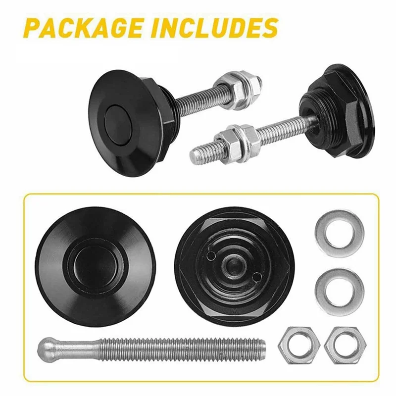 

Ingenious-2Set Push Button Quick Release Hood Bonnet Pins Lock Clip Car Bumper Latch Kit