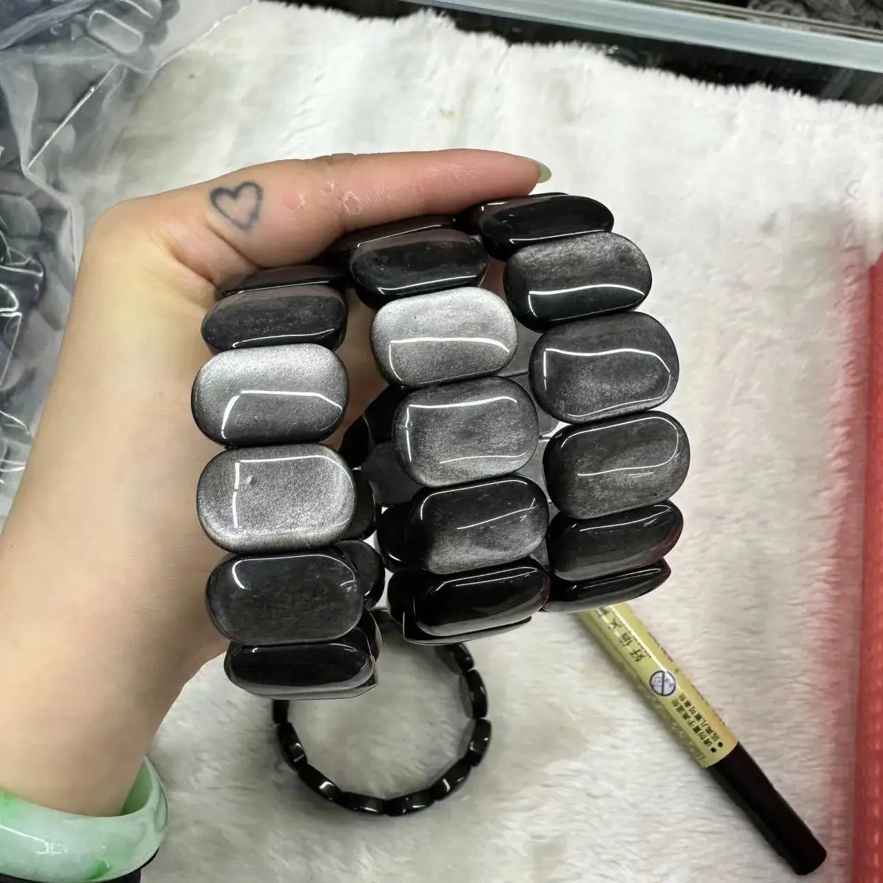 Natural Silver obsidian Stone Bracelet For Women Lady Men Love Gift Charm Reiki Crystal Bead Gemstone Jewelry Strands Wholesale view 4
