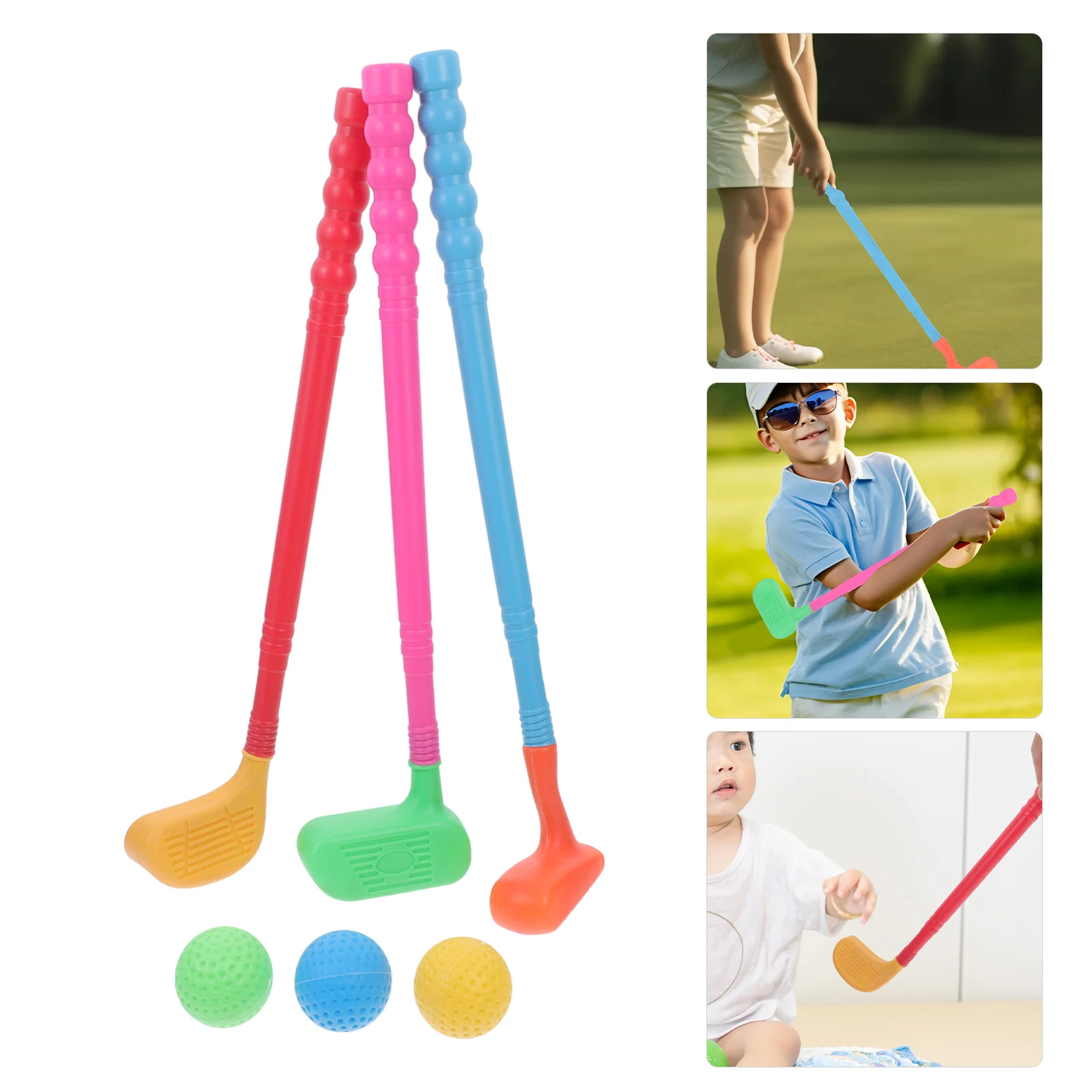 2 Sets Golfschläger Eltern-Kind-Spielzeug Indoor Outdoor Spielzeug Kinder Geschenke Kunststoff Außenspielzeug Lernpuzzle Golfplätze