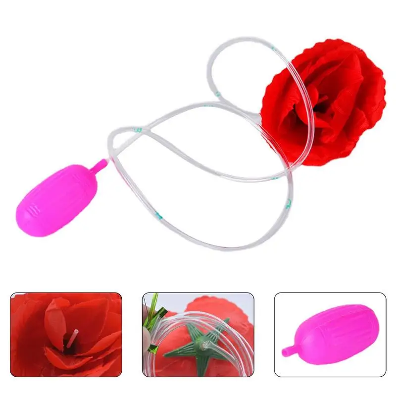 Funny Water Squirt Rose Flower Trick Toy Simulation Rose Flower Prank Toy Clown Trick Prank Party Toy for April Fools Day