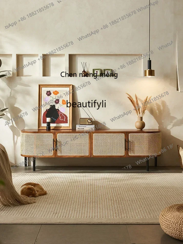 178Ash TV Cabinet Nordic Rattan Storage Cabinet Wall Cabinet Bed & Breakfast Solid Wood Furniture