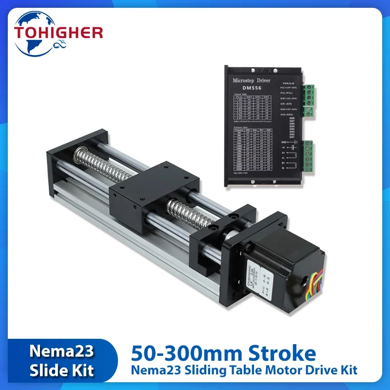 

NEMA23 Motor Sliding Table Kit Linear Guide Rail Optical Axis Slide Stage CNC Workbench XYZ Axis Aluminum Profile Table DC24V