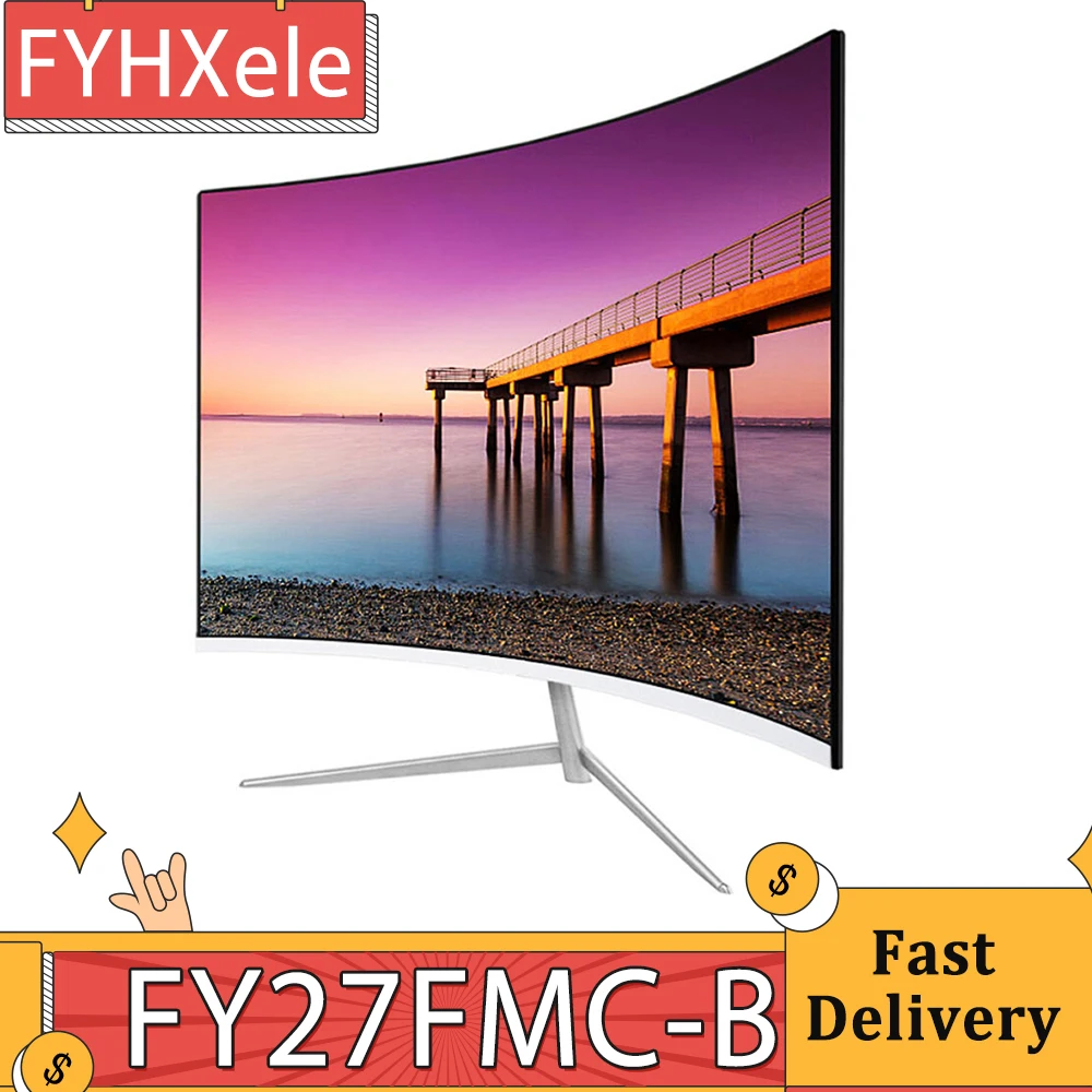 FYHXele FY27FMC-B 27-inch 2800R Curved Gaming Monitor 1920*1080 FHD 16:9 VA Screen 75Hz Refresh Rate 2ms Response Time 99% sRGB