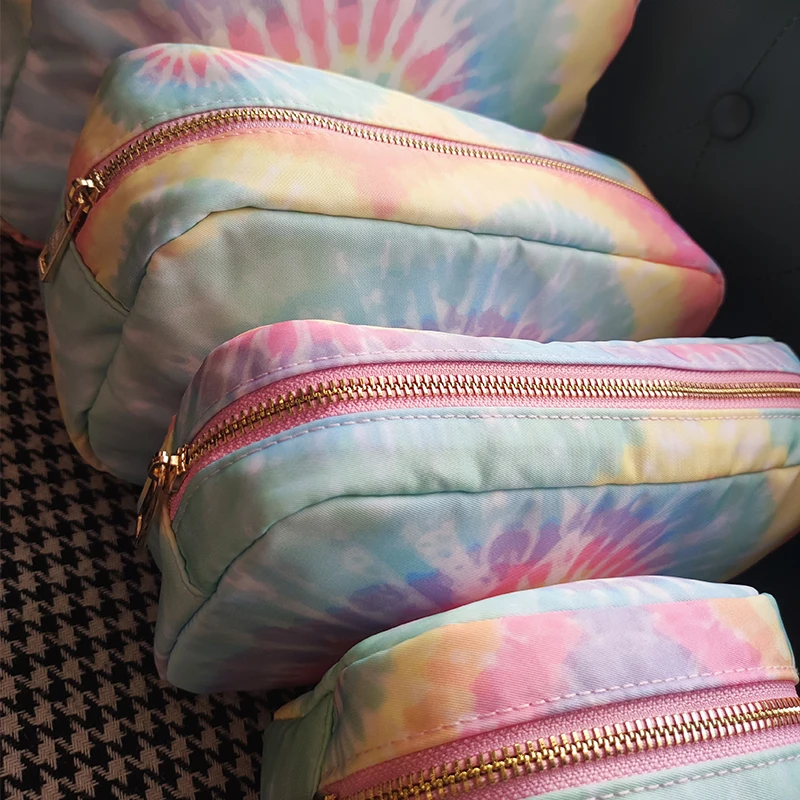 Outdoor Travel Wash Cosmetic Bag Makeup Bag Rainbow Tie-dye Toiletry Storage Pouch Organizer Birthday Party Wedding Bride Bag