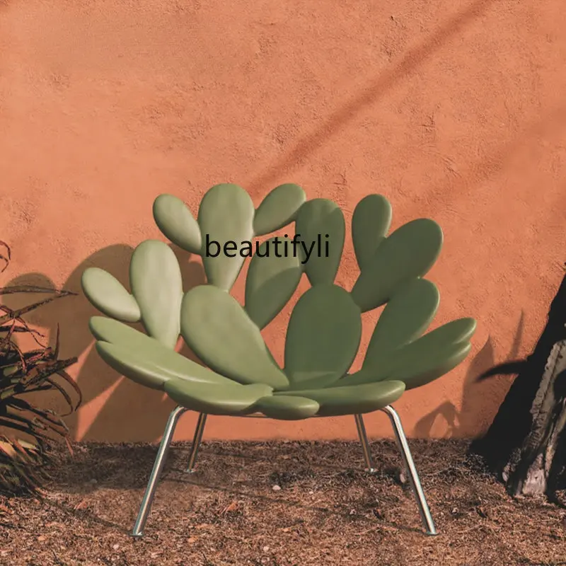 

Backrest Armchair Green Cactus Chair Single Personalized Creative Leaf Petal Dressing Table Chair bedroom chair vanity chair