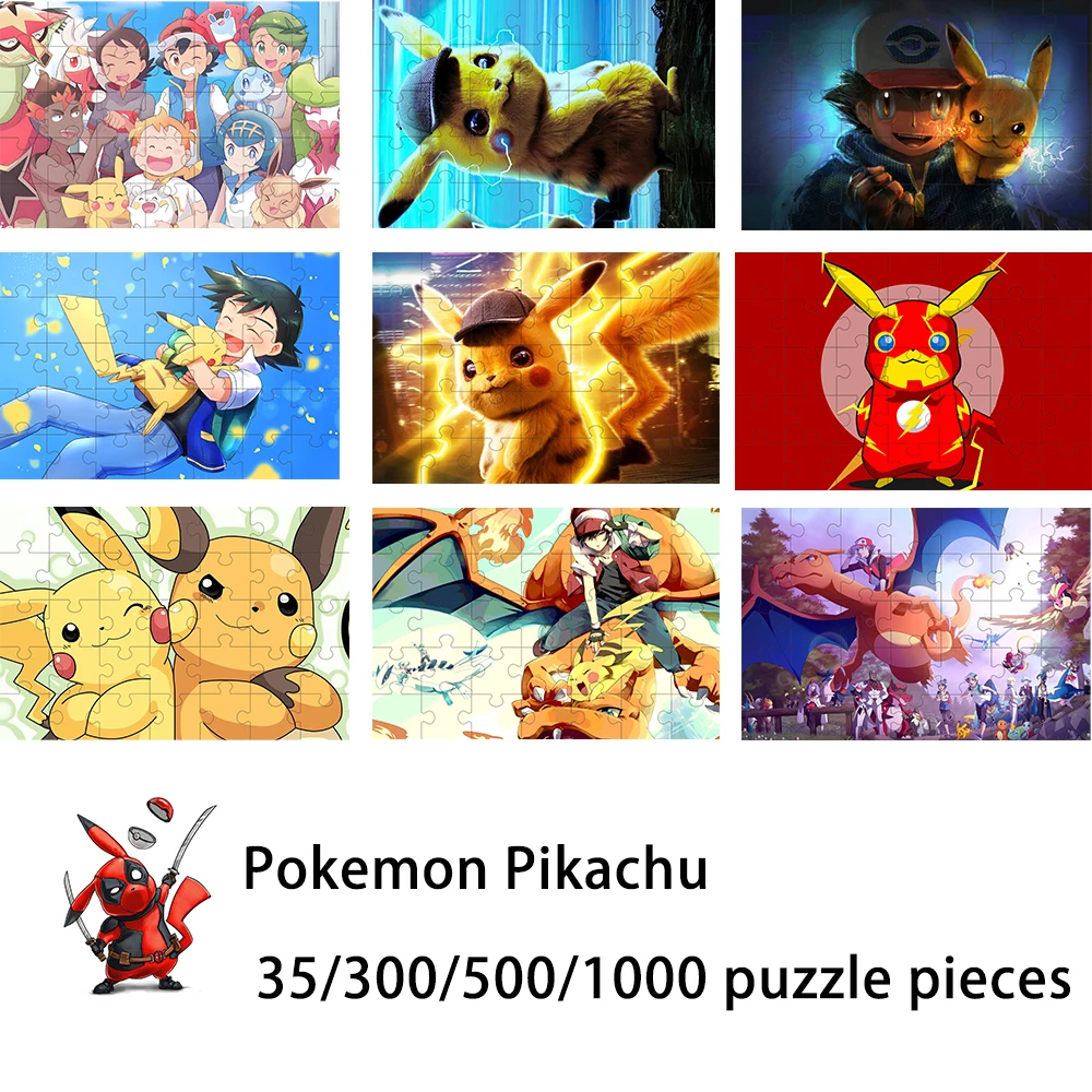 

Pokemon jigsaw puzzle Pikachu 35/300/500/1000 pieces wooden onePiece Puzzles for Adults childrenEducational Toys Gifts