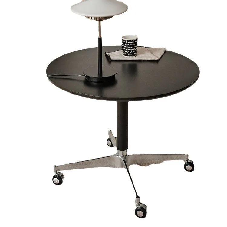 

Retro removable pulley, round small dining table for home use, sofa side table, simple lifting small coffee