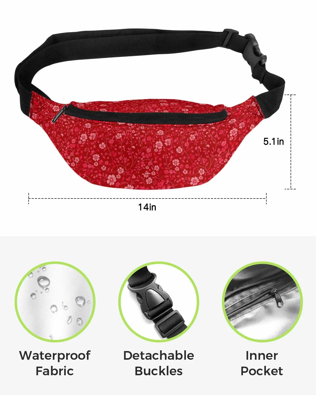 Winter Plants And Flowers  Men Women Waist Bag Fanny Pack Phone Belt Bag Wallet Pouch Waterproof Banana Hip Bags