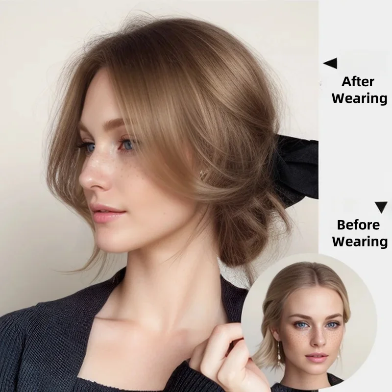 Satifresion 100% cabello humano con Clip en flequillo para mujeres, adelgazamiento del cabello, flequillo lateral fino curvo Natural 3D, flecos falsos fáciles de usar