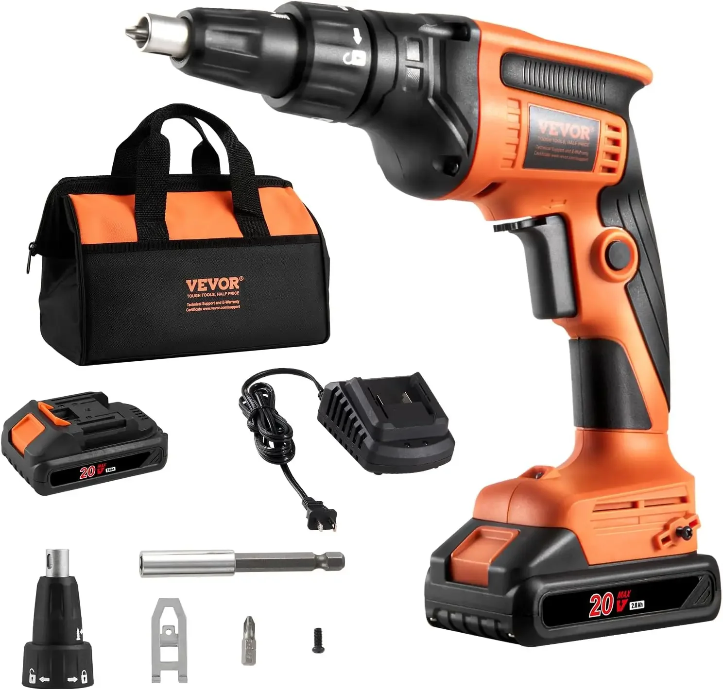 Drywall Screw Gun, 20V Max Drywall Screwgun, 4200RPM Brushless Cordless Drywall Gun Kit with 2 Battery Packs, Charger, Belt Clip