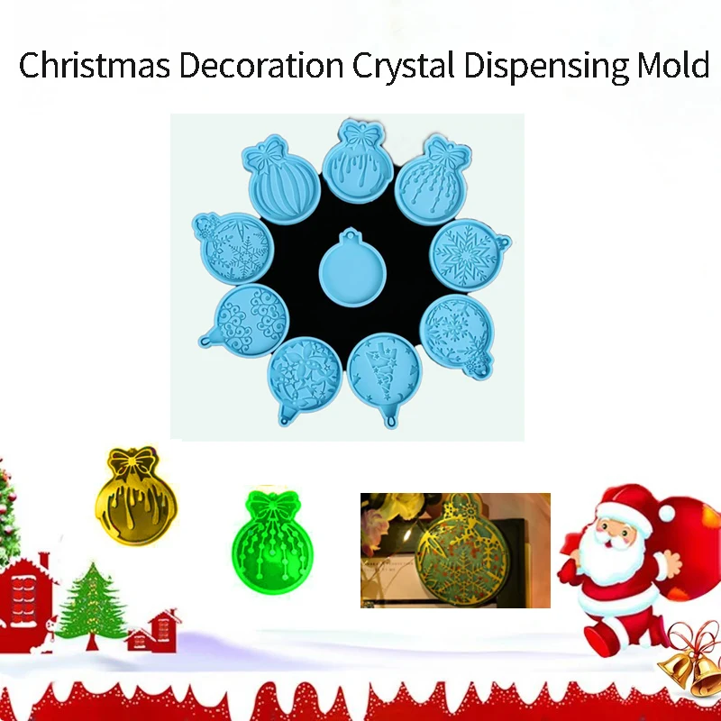 1PC DIY Weihnachten Kreis Dekoration Kristall Abgabe Form Spiegel Dekoration Weihnachten Baum Handwerk Hängen Silikon Form