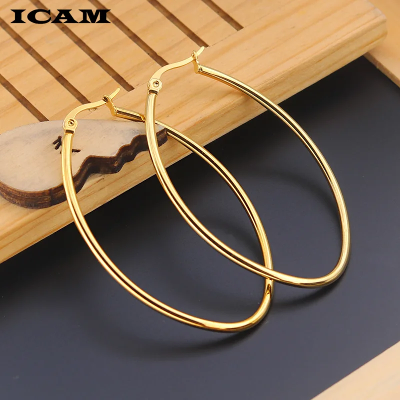 ICAM Jewelry  Hoop Earring For Women Brincos Gold Color Geometric Earrings Steampunk Style Statement Party Jewelry