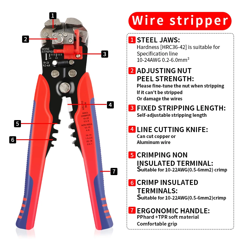 HSC8 6-6 Self adjusting ratchet pliers 4-in-1 clamp crimping tool kit Peel cutting pliers D2, connector wire terminal kit