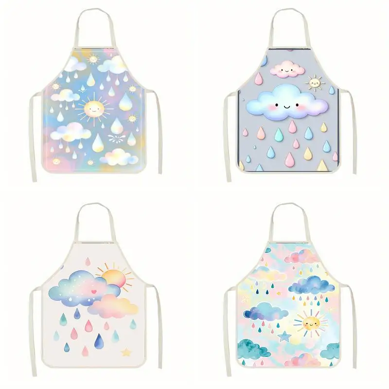 

Cute Cloudy Pattern Apron Linen apron, suitable for kitchen cooking, parent-child interaction, painting and other scenarios