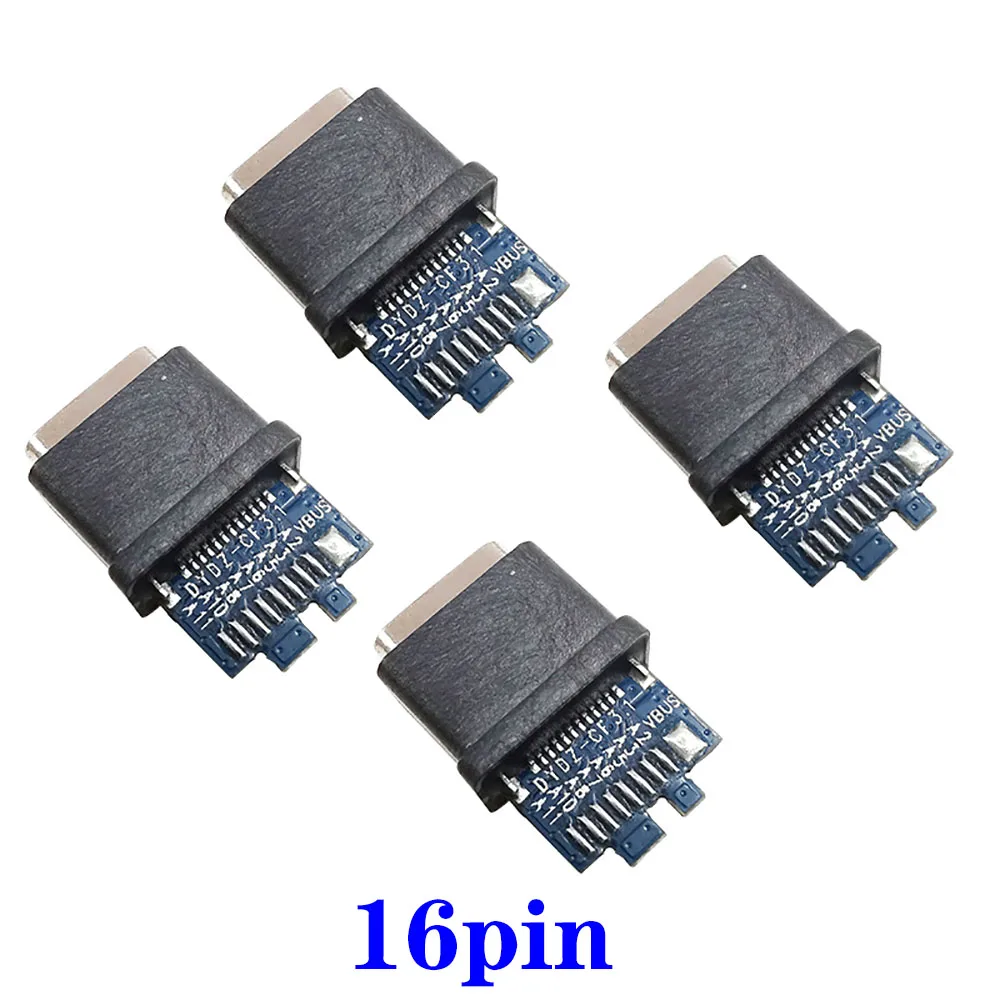 1pcs USB  Waterproof Type-C Connector 16PIN 3A Female Socket Double 5.1K Resistor Support Charging And Discharging