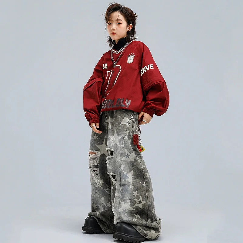 الهيب هوب بنين الجاز ملابس الرقص الأطفال أداء زي المدرسة عرض المرحلة الزي الشارع Dancewear السراويل الفضفاضة القمم الحمراء 3055 #2