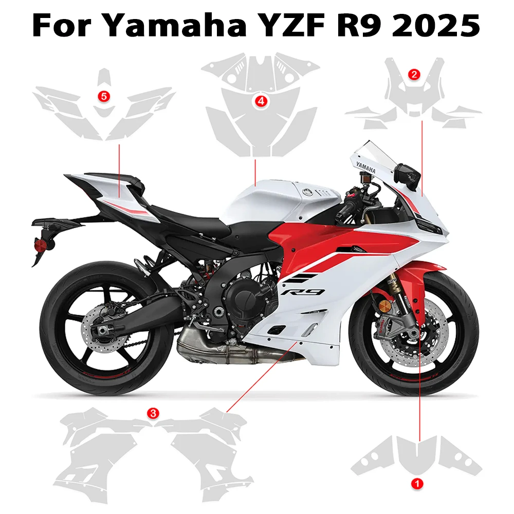 

For Yamaha YZFR9 PPF TPU Paint Protective Film Motorcycle Transparent Protection Film Healing Scratch Resistant Fits YZF R9 2025
