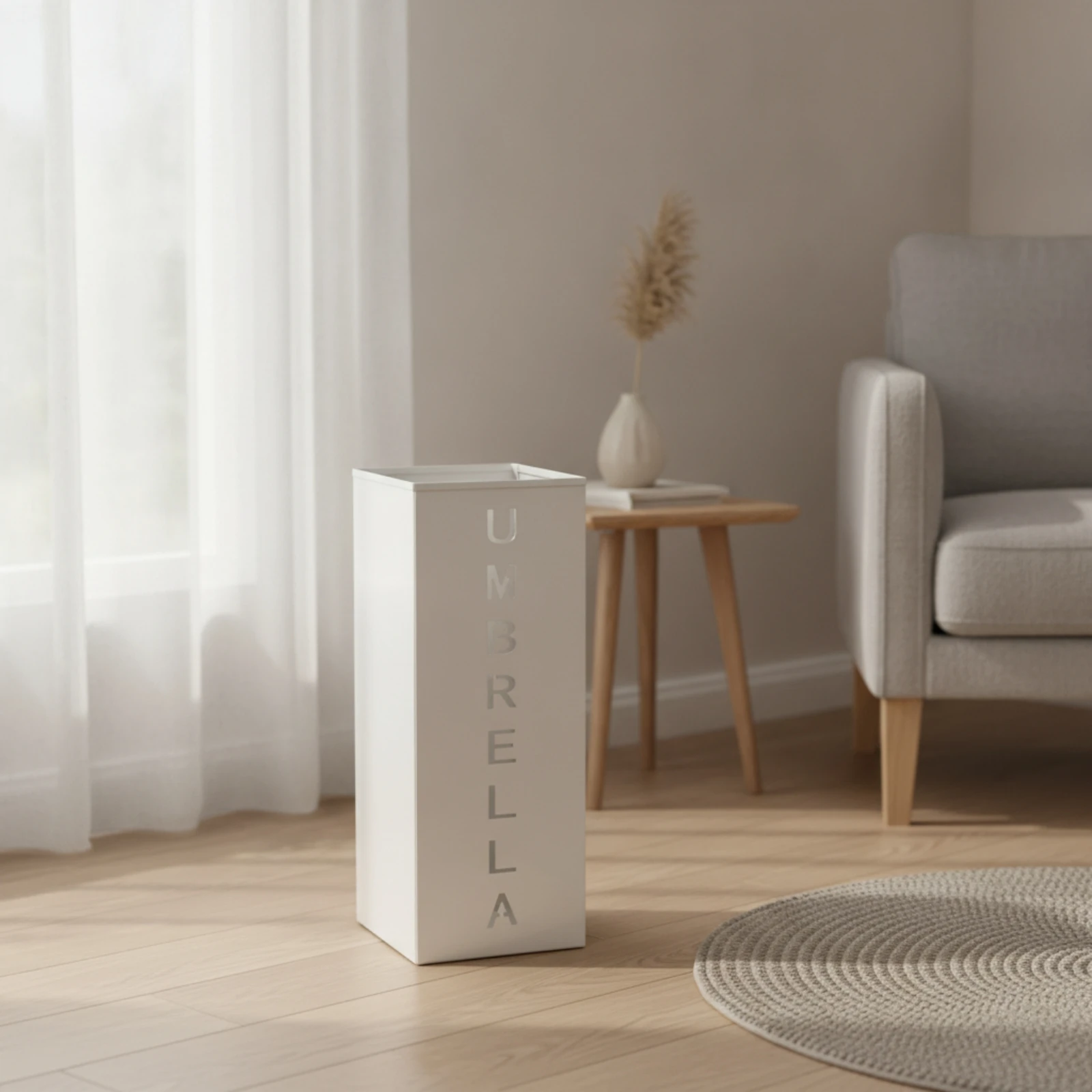 Metal Umbrella Stand Space-Saving Umbrella Stand with Cutout Lettering Organizer Upright Compact for Entryway, Hallway