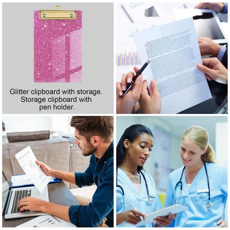 Appunti Glitter appunti di dimensioni Standard formato lettera leggero portatile Chic a basso profilo Glitter appunti con Clip dorata