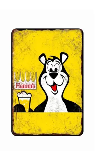 Bear For Hamms Beer Advertising  Metal Tin Sign  8x12 Disrtressed Art Image