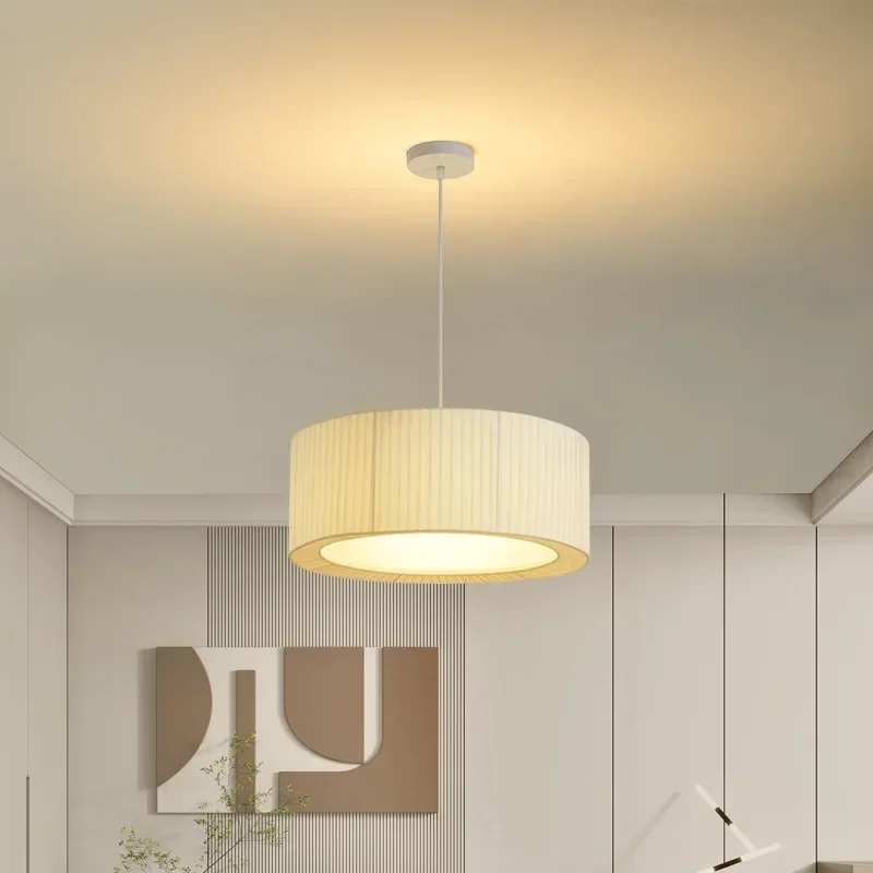 SANDYHA Elegant Nordic Fabric Pendant Light Creamy Chandelier Perfect for Living Room Bedroom Hotel Restaurant Study Modern