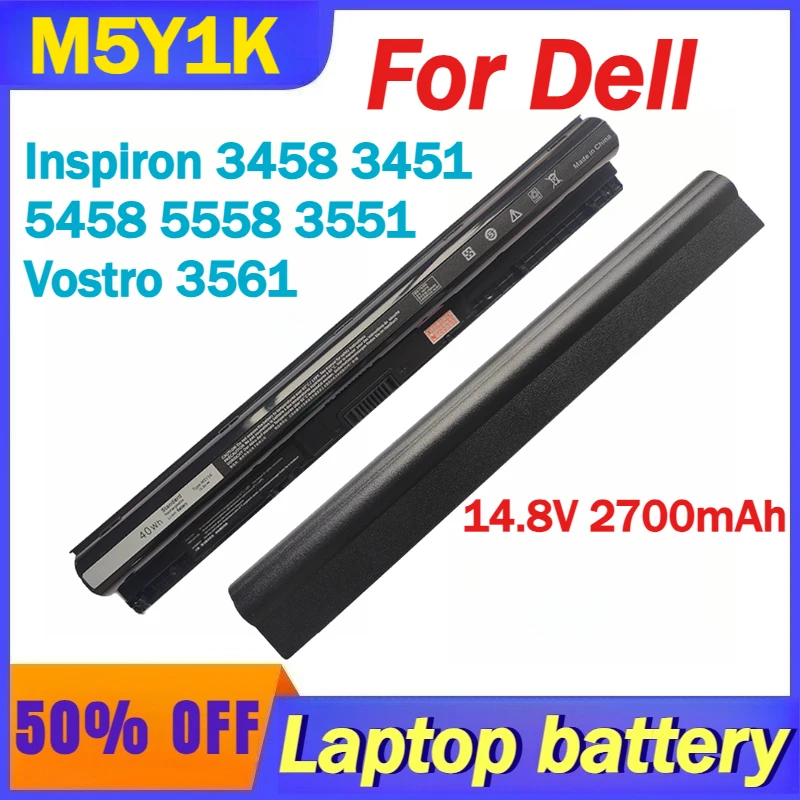 

14.8V 2700mAh M5Y1K Laptop Battery for Dell Inspiron 3458 3451 5458 5558 3551 5451 5551 5758 3558 5455 5555 N3451 Vostro 3561