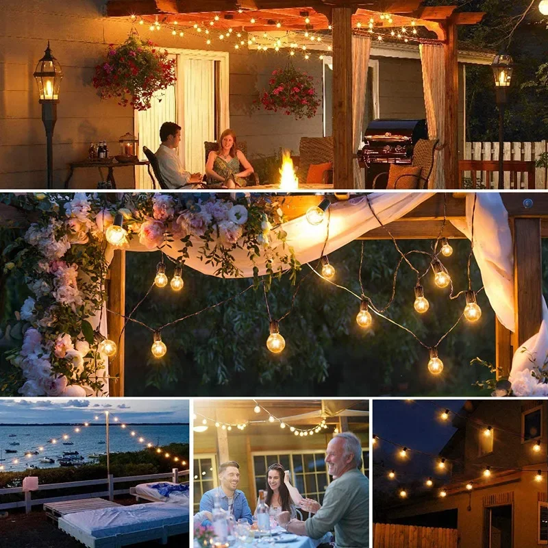 G40 LED aansluitbaar terraslichtslinger buitenslingerverlichting Festoen Globe Bulb Fairy String Wedding Party Garden Decor