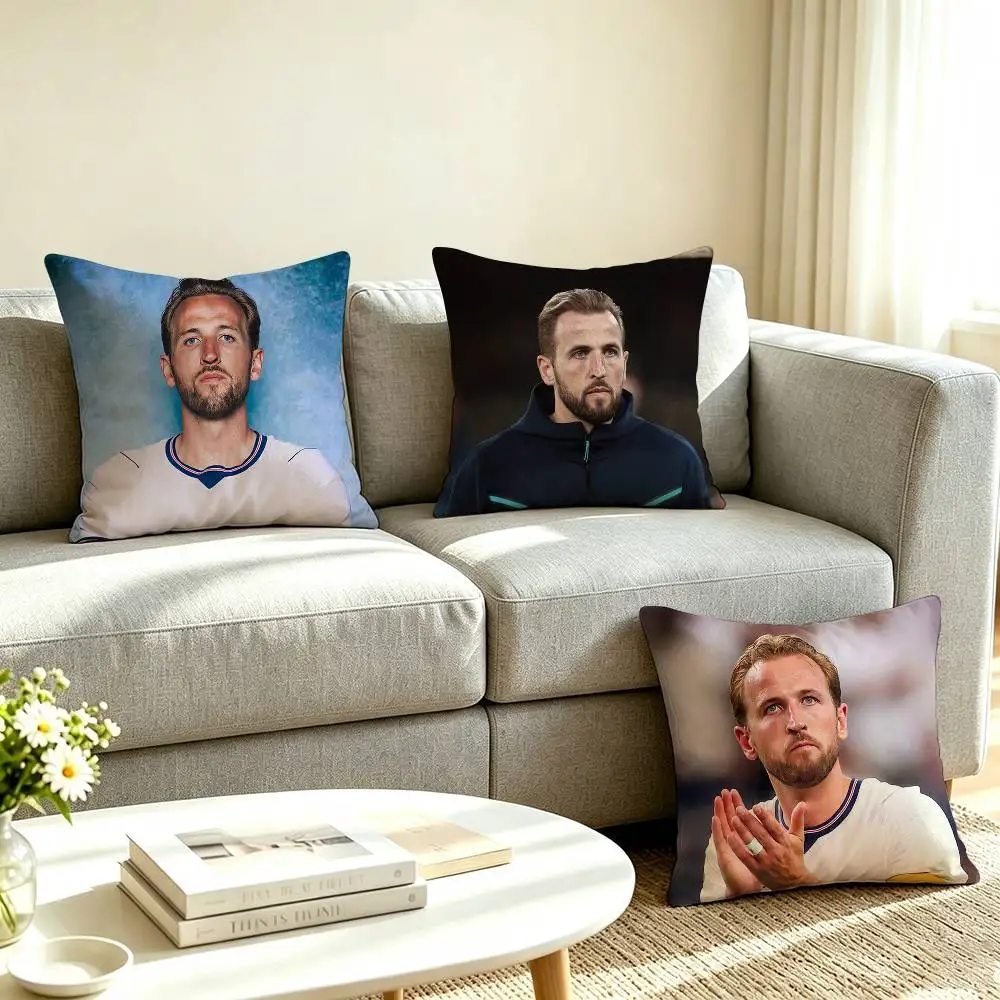 H-Harry Kane Football Player Square Double-Sided printed Pillow Case Bedroom Bedside Pillow Sofa Cushion Cover