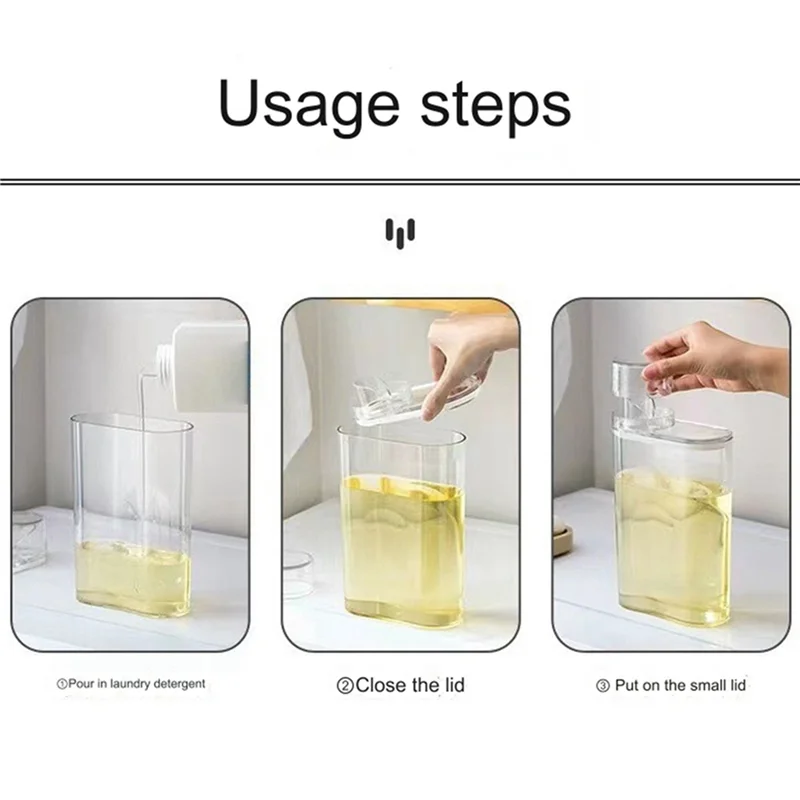 A88E-2X Transparente Waschmittelspenderflasche, versiegelter Tank für Waschmittelpulver, Bleichmittel, Waschküche