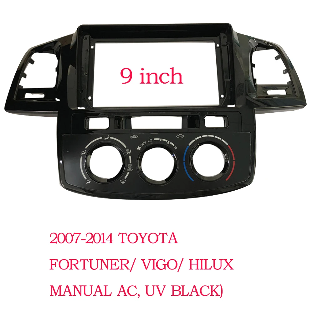 2 Double Din Panel Car Android Frame In-dash Kits9 Inch Fascia For Toyota Fortuner Hilux 2005-2014